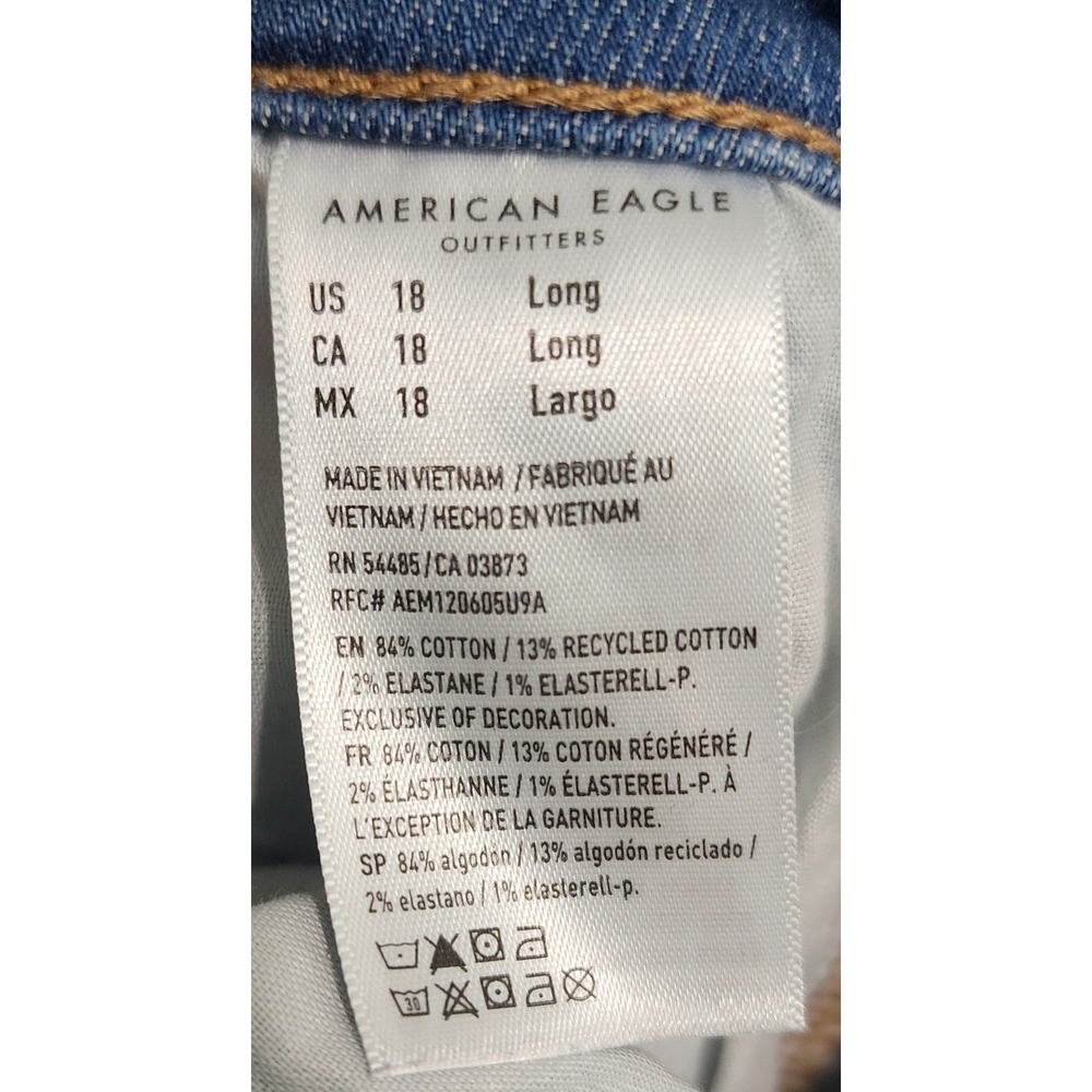 American Eagle Outfitters Womens Low Rise Flare Jeans Blue Floral Size 18 Long - Picture 8 of 11